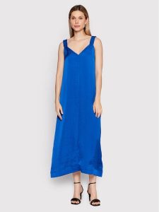 DKNY Sukienka codzienna P2DBTN10 Niebieski Regular Fit. Niebieskie sukienki DKNY, na co dzień, xs, bez wzorów, z syntetyku, bez kołnierzyka, bez ramiączek, proste. Za 629,99 zł.