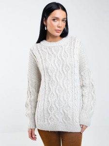 BIG STAR Sweter w kolorze kremowym rozmiar: S/M. Brązowe swetry oversize Big Star, m, bez wzorów, z wełny, bez ramiączek. Za 169,99 zł.