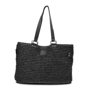 Czarna Duża Torba Big Star Wygodna Shopperka Damska. Czarne shopper bag Big Star, bez wzorów, z materiału, na ramię, duże, bez dodatków. Za 169,00 zł.