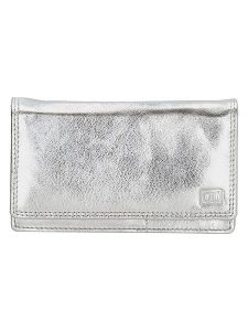 DOUBLE-D Skórzany portfel w kolorze srebrnym - 16 x 9 x 3 cm rozmiar: onesize. Szare portfele DOUBLE D, bez wzorów, z materiału. Za 65,99 zł.