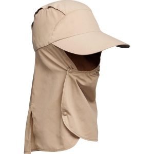 Czapka trekkingowa z daszkiem DESERT 900 anty-UV. Brązowe czapki FORCLAZ, bez wzorów, z materiału, sportowe. W wyprzedaży za 39,99 zł.