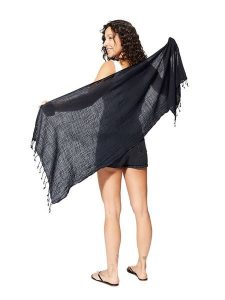 Aller Simplement Szal w kolorze granatowym - 180 x 50 cm rozmiar: 180x50 cm. Niebieskie szaliki Aller Simplement, bez wzorów, z bawełny. Za 44,09 zł.