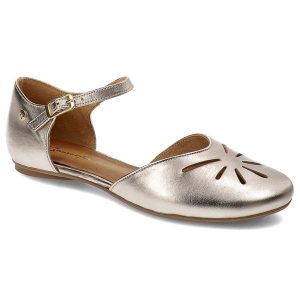 Złote Sandały Maciejka Eleganckie Buty Damskie. Żółte sandały Maciejka, bez wzorów, ze skóry, bez obcasa, na płaskiej podeszwie, bez zapięcia. Za 259,00 zł.