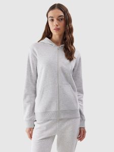 4F Bluza dresowa rozpinana z kapturem damska - szara XS. Szare bluzy 4f, xs, bez wzorów, z bawełny, z kapturem. W wyprzedaży za 89,99 zł.