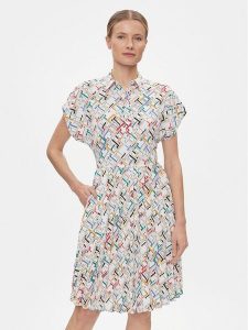 Tommy Hilfiger Sukienka koszulowa Amd Pleated Ss Knee WW0WW42444 Biały Regular Fit. Białe sukienki TOMMY HILFIGER, bez wzorów, z syntetyku, bez kołnierzyka, bez ramiączek, koszulowe. Za 589,99 zł.