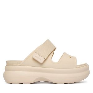 Klapki Crocs. Brązowe klapki Crocs, bez wzorów, bez obcasa. Za 249,99 zł.