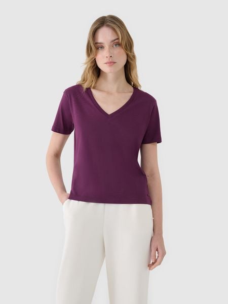 4F T-shirt oversize z modalem damski - fioletowy XS. Fioletowe t-shirty 4f, xs, bez wzorów, z bawełny, bez kołnierzyka, bez ramiączek. W wyprzedaży za 39,99 zł.