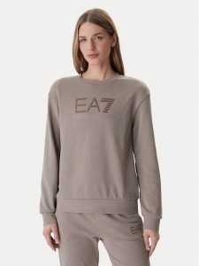 EA7 Emporio Armani Bluza 7W000953 AF15831 Brązowy Regular Fit. Brązowe bluzy EA7 Emporio Armani, xs, bez wzorów, z bawełny, bez kaptura. Za 369,99 zł.
