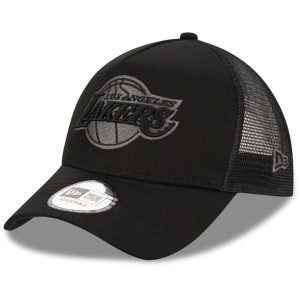 Czapka trucker nba Los Angeles Lakers. Czarne czapki New Era, bez wzorów, z bawełny. Za 133,95 zł.