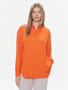 Calvin Klein Koszula K20K206777 Pomarańczowy Relaxed Fit. Brązowe koszule Calvin Klein, bez wzorów, z syntetyku, bez kołnierzyka, bez ramiączek. Za 336,18 zł.