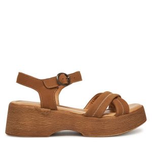 Sandały Lasocki. Brązowe sandały Lasocki, bez wzorów, bez obcasa, na płaskiej podeszwie, bez zapięcia. Za 143,99 zł.