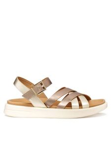 Geox Sandały D Xand 2S D35PAB 000CF C5M2L Złoty. Żółte sandały Geox, bez wzorów, ze skóry, bez obcasa, na płaskiej podeszwie, bez zapięcia. Za 459,99 zł.