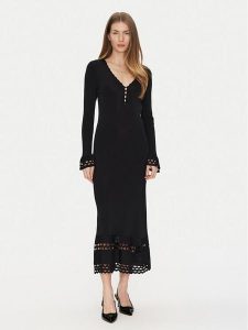 TWINSET Sukienka dzianinowa 251TP3050 Czarny Slim Fit. Czarne sukienki Twinset, xl, bez wzorów, z dzianiny, bez kołnierzyka, bez ramiączek. Za 669,99 zł.