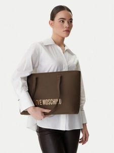 LOVE MOSCHINO Torebka JC4190PP1OKD0203 Brązowy. Brązowe shopper bag LOVE MOSCHINO, bez wzorów, ze skóry, bez dodatków. Za 765,99 zł.