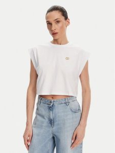 TWINSET T-Shirt 251TT2043 Biały Regular Fit. Białe t-shirty Twinset, l, bez wzorów, z bawełny, bez kołnierzyka, bez ramiączek. Za 219,99 zł.