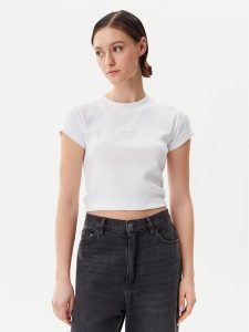Calvin Klein Jeans T-Shirt LV047AB802 Biały Regular Fit. Białe t-shirty Calvin Klein Jeans, l, bez wzorów, z bawełny, bez kołnierzyka, bez ramiączek. Za 139,99 zł.
