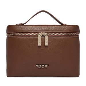 Kosmetyczka Nine West. Brązowe kosmetyczki Nine West, bez wzorów. Za 99,99 zł.