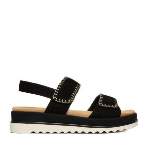 Sandały Remonte. Czarne sandały Remonte, bez wzorów, bez obcasa, na płaskiej podeszwie, bez zapięcia. Za 389,99 zł.