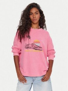 Roxy Bluza Eastside ERJKT04322 Różowy Boxy Fit. Czerwone bluzy Roxy, s, bez wzorów, z bawełny, bez kaptura. Za 199,99 zł.