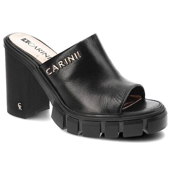 Czarne Klapki Carinii Eleganckie Skórzane Buty. Czarne klapki Carinii, z aplikacjami, ze skóry, bez obcasa, na obcasie. Za 329,00 zł.