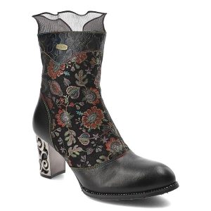 Brązowe Botki Laura Vita Eleganckie Obuwie Damskie. Brązowe botki LAURA VITA, w ażurowe wzory, ze skóry, bez obcasa, na obcasie, bez zapięcia. Za 399,00 zł.