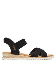 Skechers Sandały BOBS Desert Kiss - Golden Lily 114418/BLK Czarny. Czarne sandały Skechers, bez wzorów, z materiału, bez obcasa, na płaskiej podeszwie, bez zapięcia. Za 289,99 zł.