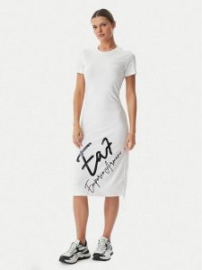 EA7 Emporio Armani Sukienka codzienna 7W001062 AF10373 U0002 Biały Regular Fit. Białe kombinezony EA7 Emporio Armani, na co dzień, m, bez wzorów, z bawełny, bez kołnierzyka, bez ramiączek, proste. Za 359,99 zł.