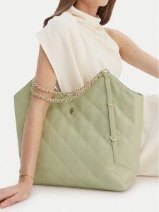 Badura Torebka CEO-KAJI-LDA8613 Zielony. Zielone shopper bag Badura, bez wzorów, z materiału, bez dodatków. Za 299,99 zł.