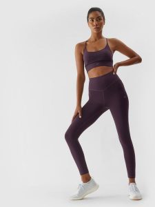 4F Legginsy treningowe 7/8 z dodatkiem materiałów z recyklingu damskie S. Czerwone legginsy 4f, bez wzorów, z dzianiny, z podwyższonym stanem. Za 159,99 zł.