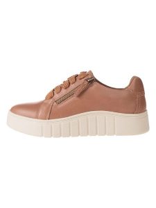 Clarks Skórzane sneakersy "Mykah Joy" w kolorze jasnobrązowym rozmiar: 39. Brązowe trampki Clarks, bez wzorów, bez zapięcia. Za 169,95 zł.