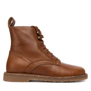 Trapery Birkenstock. Brązowe buty zimowe Birkenstock, bez obcasa, bez zapięcia. Za 849,99 zł.