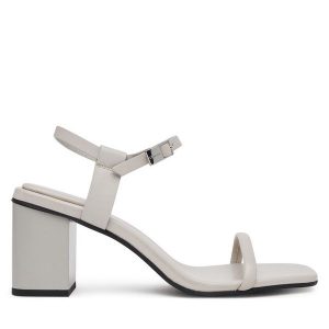 Sandały Calvin Klein. Szare sandały Calvin Klein, bez wzorów, bez obcasa, na słupku, bez zapięcia. Za 489,99 zł.