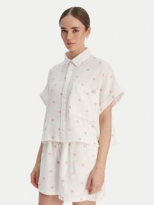 Roxy Koszula W126-RXLST-1023-01P Biały Oversize. Białe koszule Roxy, xl, bez wzorów, z bawełny, bez kołnierzyka, bez ramiączek. Za 119,99 zł.