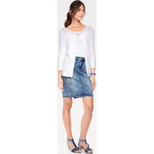 Sweter rozpinany w kolorze białym. Kardigany marki Ashley Brooke by Heine. W wyprzedaży za 86,95 zł.