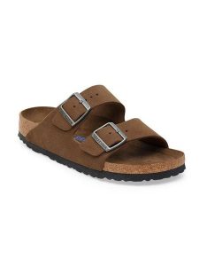 Birkenstock Skórzane klapki "Arizona SFB" w kolorze jasnobrązowym rozmiar: 38. Brązowe klapki Birkenstock, bez wzorów, ze skóry, z otwartym noskiem, bez obcasa. Za 437,17 zł.
