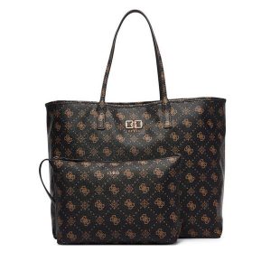 Torebka Guess. Brązowe shopper bag Guess, z aplikacjami, bez dodatków. Za 674,99 zł.