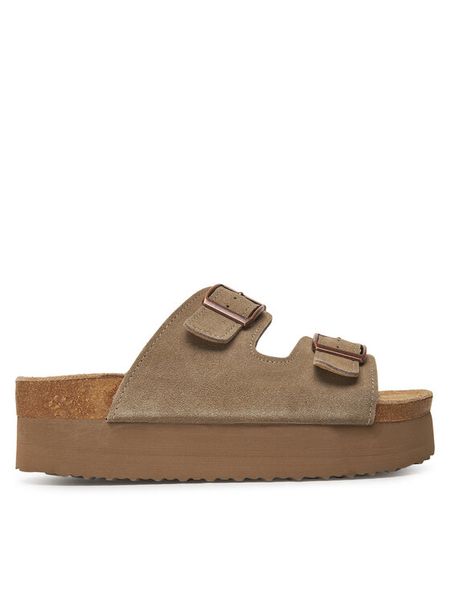 DeeZee Klapki DZ-C1 Brązowy. Brązowe klapki DeeZee, bez wzorów, ze skóry, bez obcasa. Za 159,99 zł.