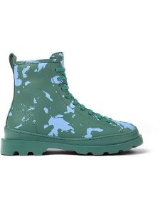 Camper Skórzane botki w kolorze zielono-błękitnym rozmiar: 35. Niebieskie botki Camper, bez wzorów, bez obcasa, bez zapięcia. Za 289,20 zł.