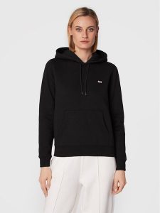 Tommy Jeans Bluza Fleece Hoodie DW0DW09228 Czarny Regular Fit. Czarne bluzy Tommy Jeans, xs, bez wzorów, z jeansu, bez kaptura. Za 239,99 zł.