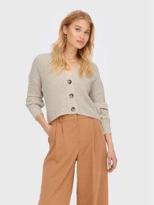 ONLY Kardigan Carol 15211521 Beżowy Relaxed Fit. Brązowe kardigany ONLY, z syntetyku. Za 119,99 zł.