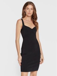 Guess Sukienka dzianinowa Mirage Anise W2YK0C Z2XY0 Czarny Slim Fit. Czarne sukienki Guess, xxl, z aplikacjami, z dzianiny, bez kołnierzyka, bez ramiączek. Za 669,99 zł.