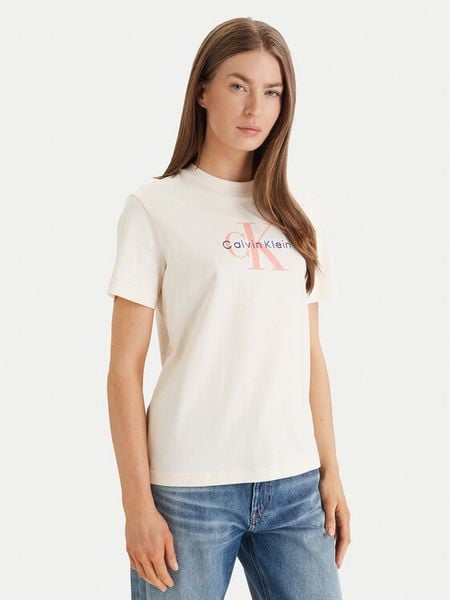 Calvin Klein Jeans T-Shirt Hero LV047B865G Żółty Classic Fit. Żółte t-shirty Calvin Klein Jeans, l, bez wzorów, z bawełny, bez kołnierzyka, bez ramiączek. Za 209,99 zł.