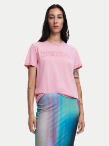 Desigual T-Shirt Brandy 24WWTK24 Różowy Regular Fit. Czerwone t-shirty Desigual, xl, bez wzorów, z bawełny, bez kołnierzyka, bez ramiączek. Za 219,99 zł.