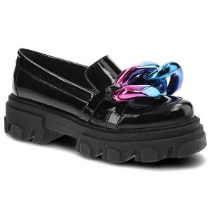 Czarne Półbuty Carinii Damskie Eleganckie Obuwie. Czarne półbuty Carinii, bez wzorów, ze skóry, bez obcasa, na płaskiej podeszwie, bez zapięcia. Za 359,00 zł.