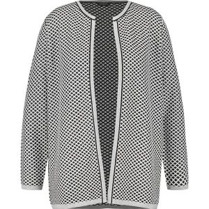 Kardigan w kolorze czarno-białym. Swetry oversize marki Samoon. W wyprzedaży za 181,95 zł.