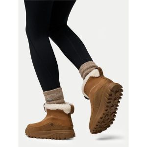 Śniegowce Columbia. Brązowe buty zimowe Columbia, bez obcasa, bez zapięcia. Za 479,99 zł.