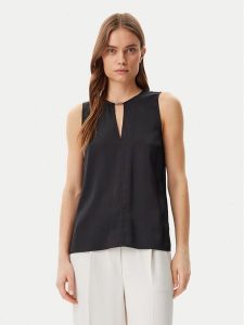 Calvin Klein Top K20K208190 Czarny Regular Fit. Czarne topy Calvin Klein, bez wzorów, z wiskozy, bez kołnierzyka, bez ramiączek. Za 199,99 zł.