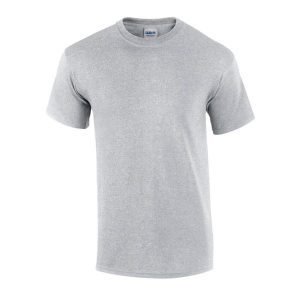 Bawełniana Koszulka Unisex Dla Dorosłych. Szare bluzki GILDAN, m, bez wzorów, z bawełny, sportowe, bez kołnierzyka, bez ramiączek. Za 37,99 zł.