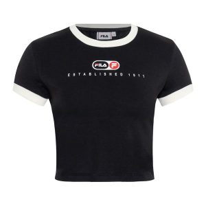 Koszulka damska FILA Luverne Tight Ringer. Brązowe koszulki sportowe Fila, bez wzorów, bez ramiączek. Za 99,99 zł.