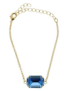 Otazu Pozłacana bransoletka z kryształem Swarovski rozmiar: onesize. Niebieskie bransoletki Otazu, z kryształem, pozłacane. Za 126,99 zł.